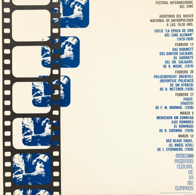 International Film Festival, "Golden Age of German Cinema (1910-1930)" Series, Mexico City Cultural Olympics Poster