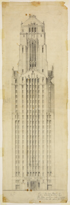 Chicago Tribune Tower Competition, Chicago, Illinois, West Elevation