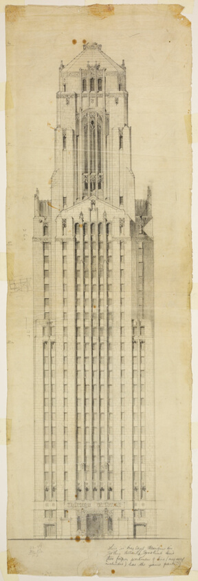 Chicago Tribune Tower Competition, Chicago, Illinois, West Elevation