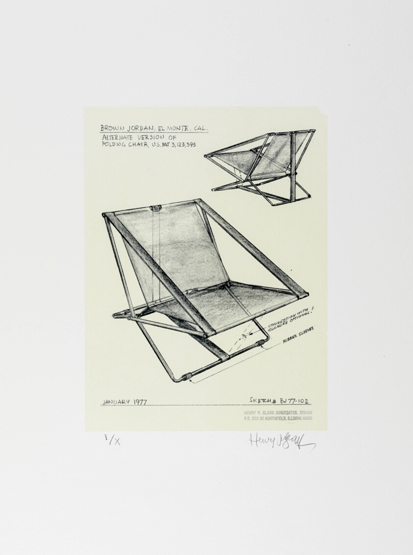 Furniture Design, Cricket Chair for Brown Jordan, Presentation Drawing