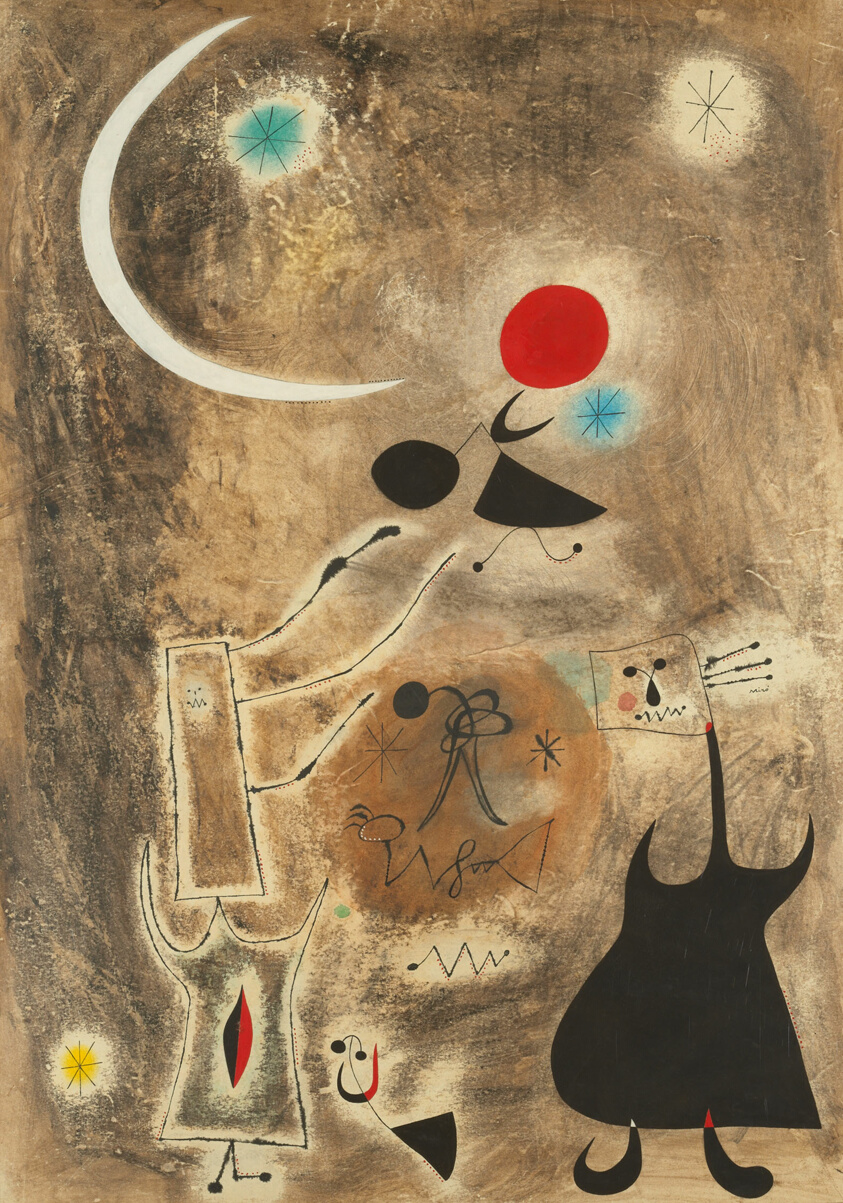 Woman and Birds in Front of the Sun