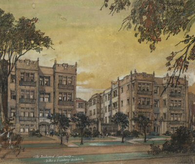 The Boulevard Apartments, Chicago, Illinois, Presentation Drawing