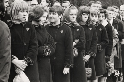 School children in uniform at funeral of Konrad Adenauer, West Germany