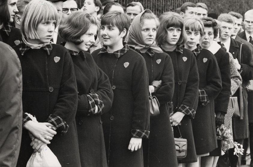 School children in uniform at funeral of Konrad Adenauer, West Germany