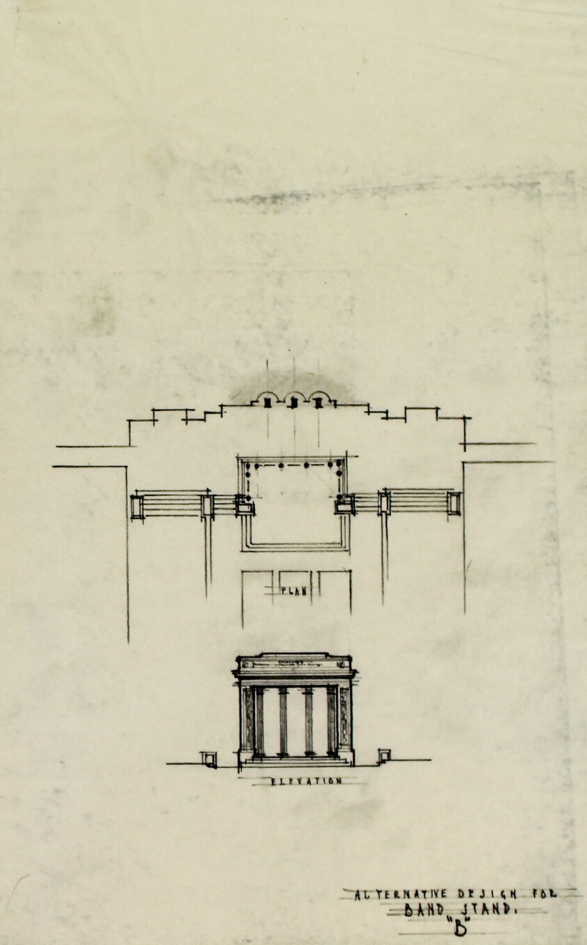 Theodore Thomas Monument Band Stand Scheme, Grant Park, Chicago, Plan and Elevation