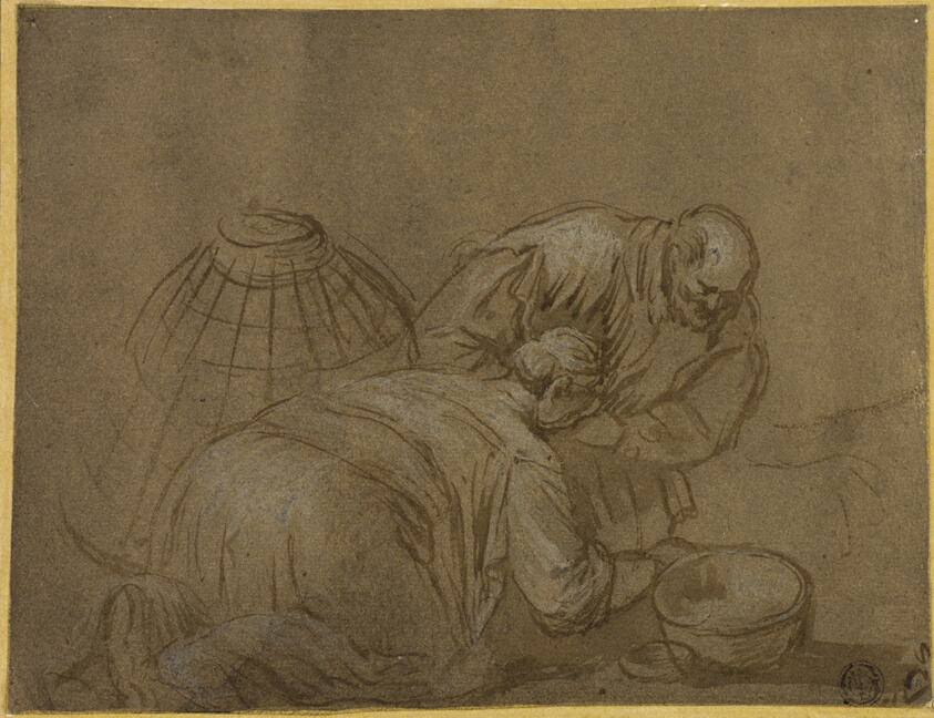 Peasant Couple Looking in a Basket