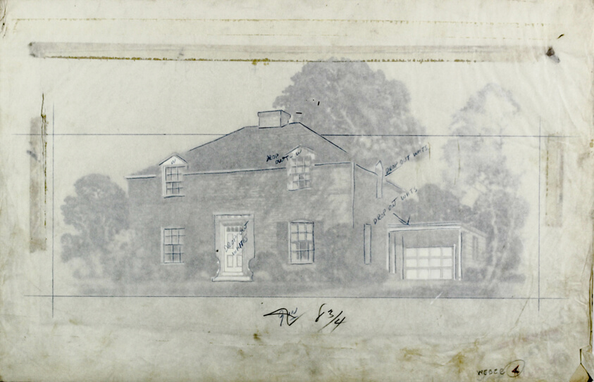 Perspective rendering of House #4; published in "Small Homes Guide", 18th edition.