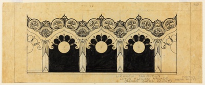 Lucknow Exhibition Lotus Flower Arcade, Uttar Pradesh, India, Design Drawing