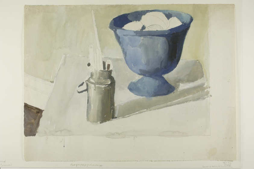 Gray Pitcher and Blue Bowl