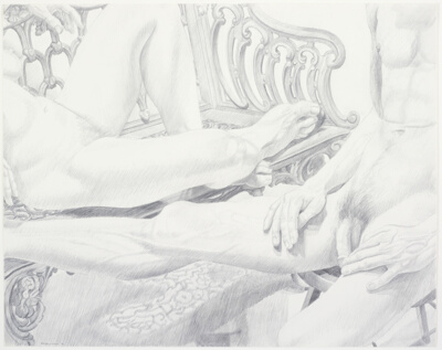 Male and Female Models on Iron Stool and Bench