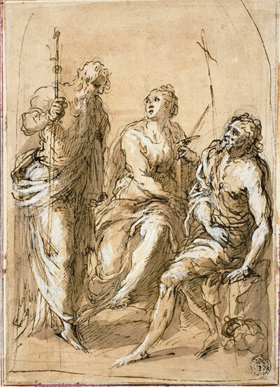Saint Justina of Padua Enthroned, with Saints James the Less and John the Baptist