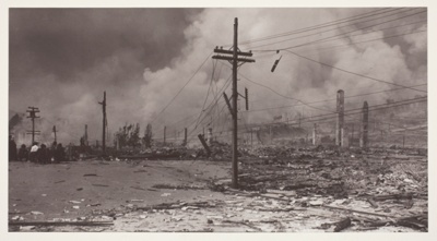 The Burning City - Power and Telephone Poles, San Francisco Earthquake and Fire