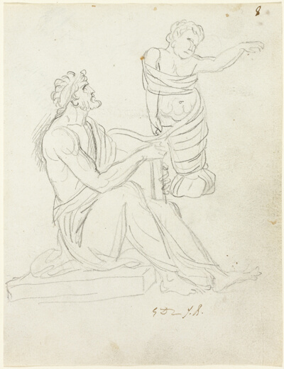 Seated Man and Swaddled Baby