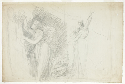 Prospero, Miranda, and Caliban, from The Tempest