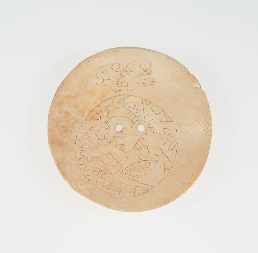 Disc from an Earflare Inscied with a Figure in Contoured Pose