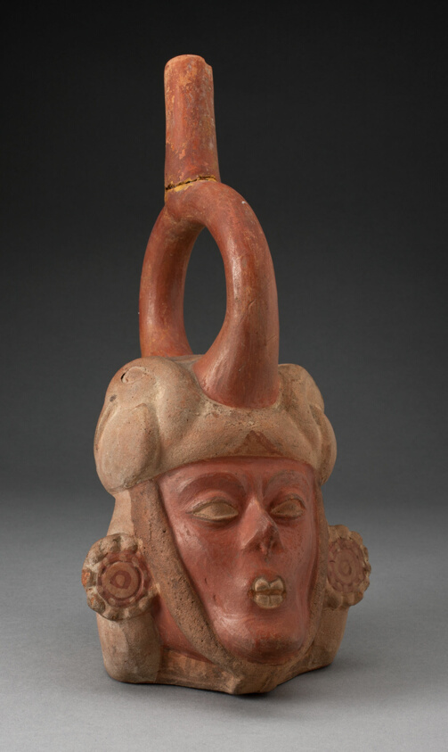 Portrait Vessel of a Ruler with a Skeletal Face and Ornate Earings
