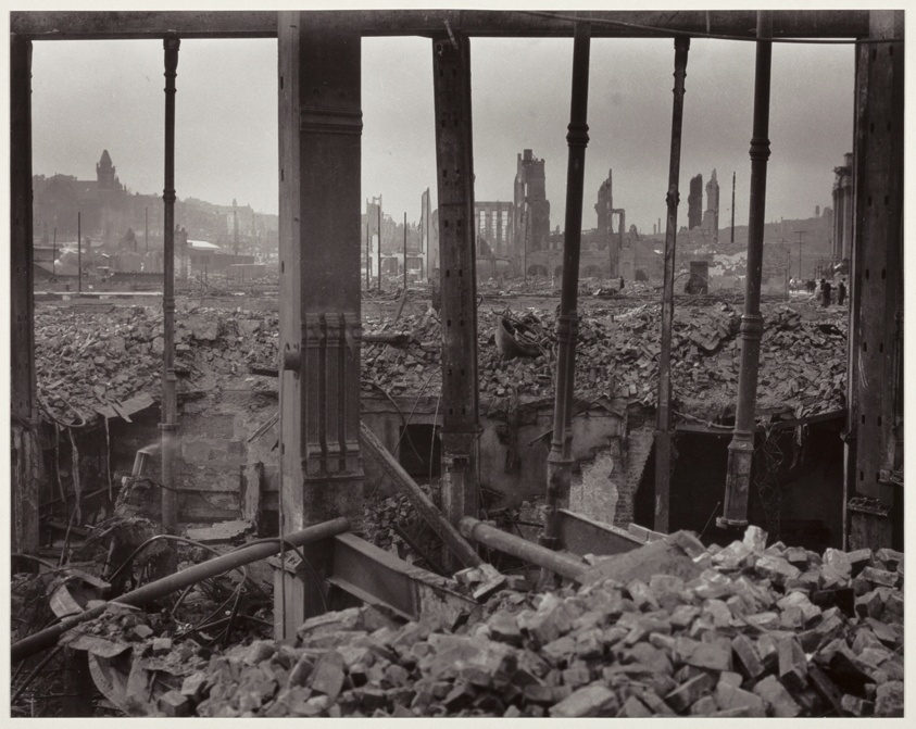 Ruins through Shattered Wall. San Francisco Earthquake and Fire