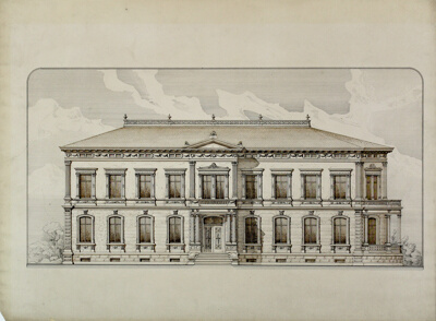 Design Studies, Elevation of a Villa, Presentation Elevation