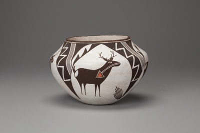 Jar with Abstract Deer and Geometric Bands