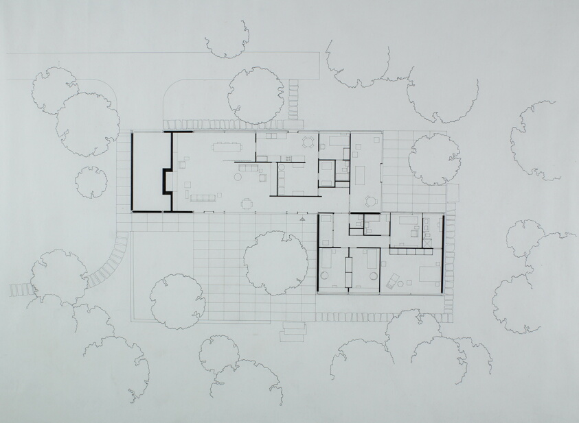 Sammet House, Highland Park, Illinois, Floor Plan with Furniture