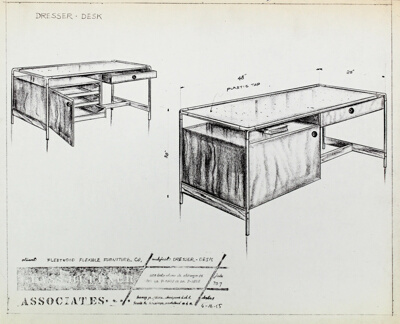 Tube Frame Furniture, Fleetwood Furniture Company, Dresser Desk Design Drawing