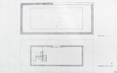 Brenner Guest House, Ellison Bay, Wisconsin, Basement and Roof Plan