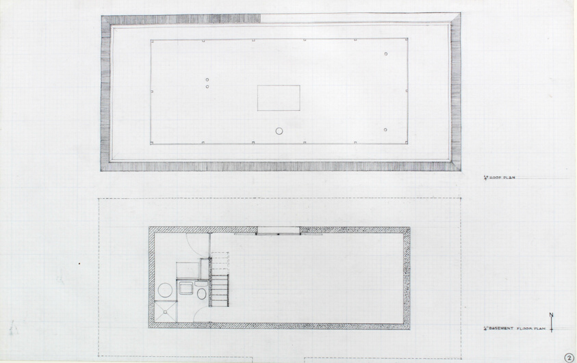 Brenner Guest House, Ellison Bay, Wisconsin, Basement and Roof Plan