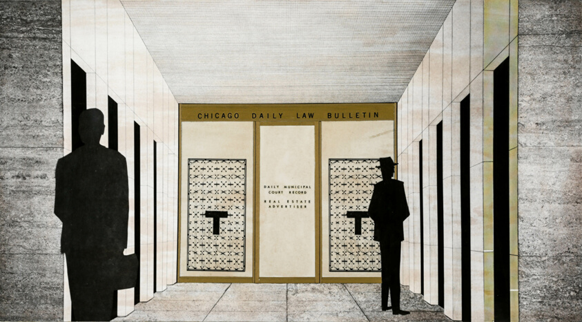 Chicago Stock Exchange Lobby Remodeling, Lobby Study Collage