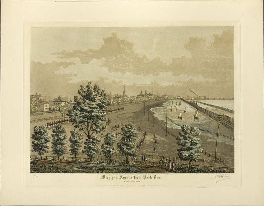 Michigan Avenue from Park Row in the Year 1865