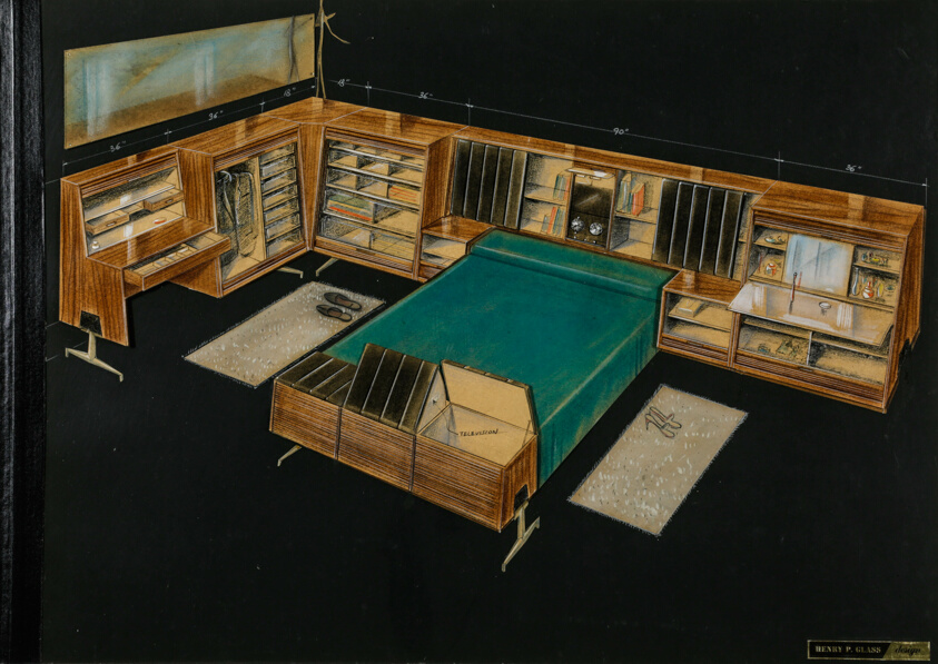 Lock Leg Bedroom Group, Presentation Drawing