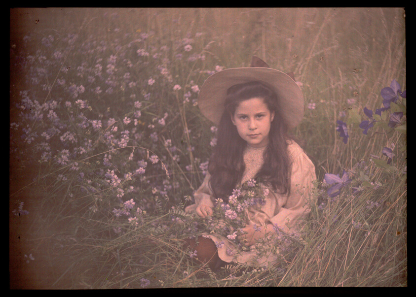 Kitty Stieglitz in a Field with Blue Flowers