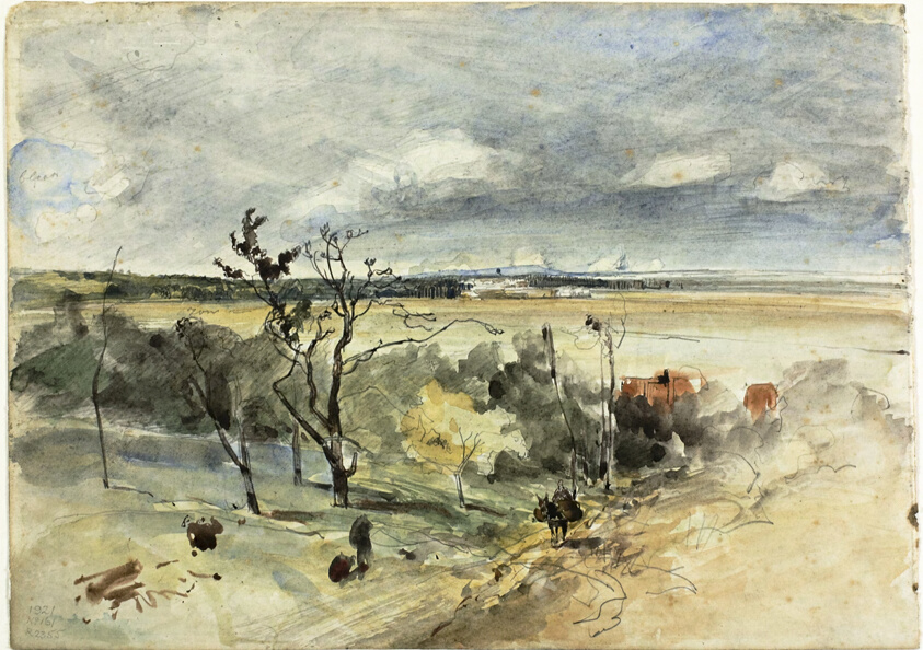 Landscape with Man on a Donkey (recto) Two Women in a Cafe (verso)