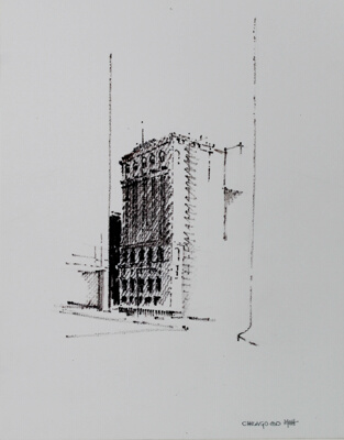 View of Union League Club, Chicago, Illinois, Travel Sketch
