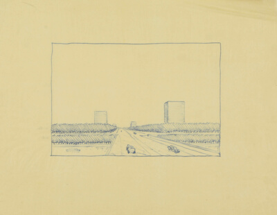Berlin University, Planning Project, Perspective Sketch of the Heerstrasse