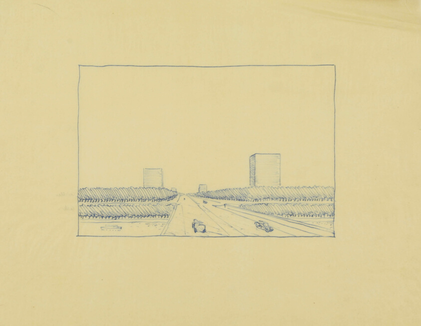 Berlin University, Planning Project, Perspective Sketch of the Heerstrasse