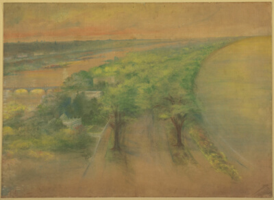 Plate 50 A from Plan of Chicago 1909: Chicago. View of the Proposed Park on the South Shore Looking Northwest Towards the City.