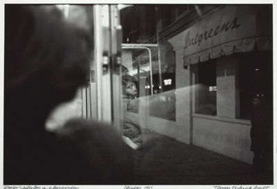 Woman's Reflection in a Bus Window, Chicago