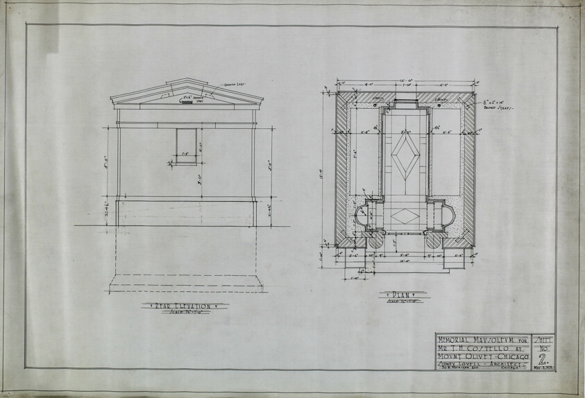 T.H. Costello Memorial Mausoleum, Mount Olivet Cemetery, Chicago, Illinois, Working Drawings