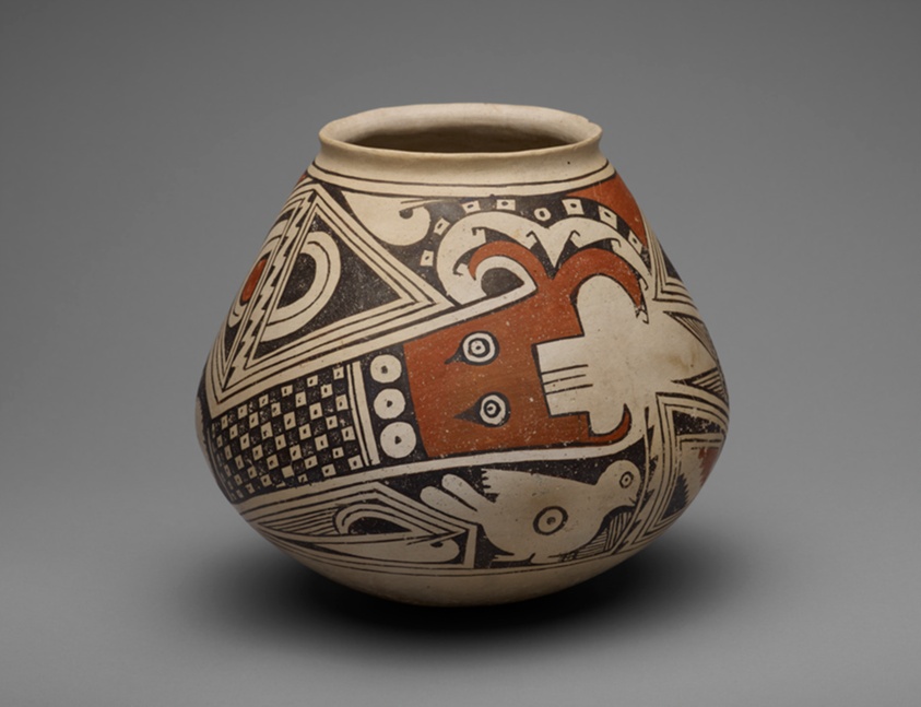 Jar with Two Plumed or Horned Serpents with Birds and P-shaped Motifs