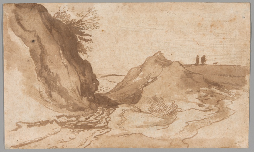 A Hilly Landscape with Figures Near a Ravine