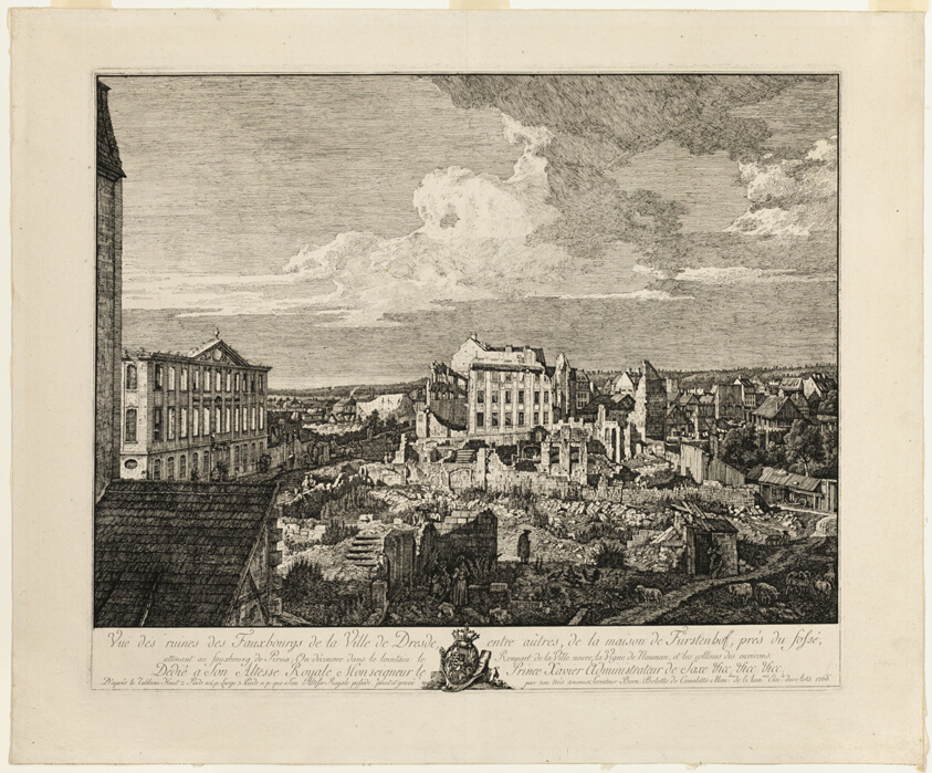 The Ruins of the Pirnaischer Suburb with the Palais Fürstenhof