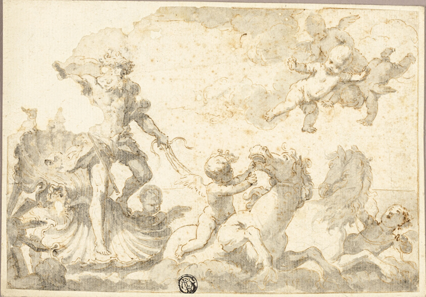 Neptune Riding His Chariot in the Sea
