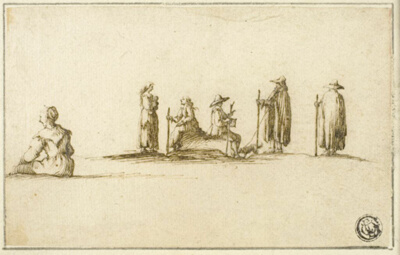 Group of Seated and Standing Men and Women