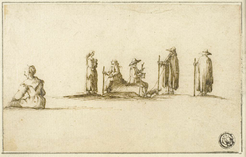 Group of Seated and Standing Men and Women