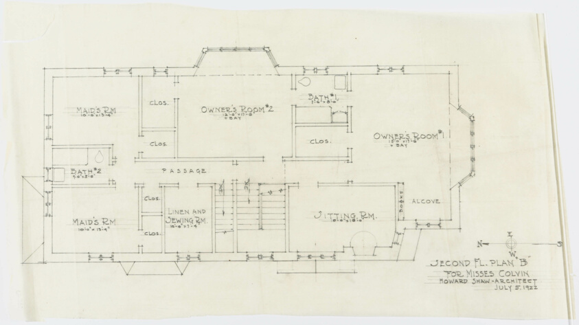 Catherine and Jessica Colvin House, Lake Forest, Illinois, Second Floor Plan