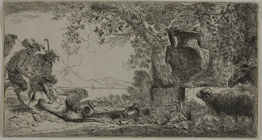 Pan Reclining before a Large Vase