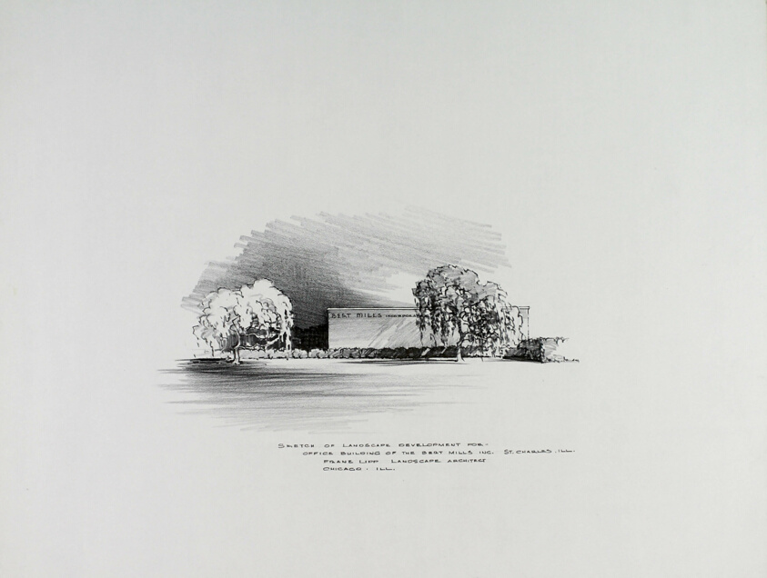Bert Mills Inc. Office Building, View from Lawn, St. Charles, Illinois, Landscape Design