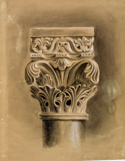 Capital with Foliate or Leaf Design, Student Drawing