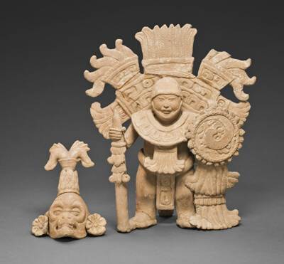Standing Warrior Figure with Removable Mask and Headdress