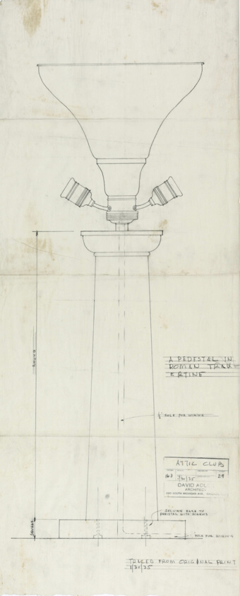 The Attic Club, Chicago, Illinois, Lamp and Pedestal Section